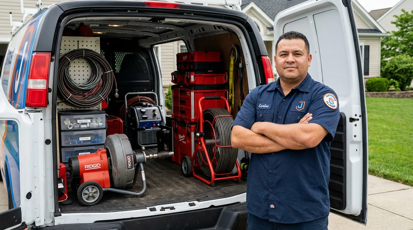 Professional drain cleaning equipment and Johns Plumbing LLC plumber in Gray