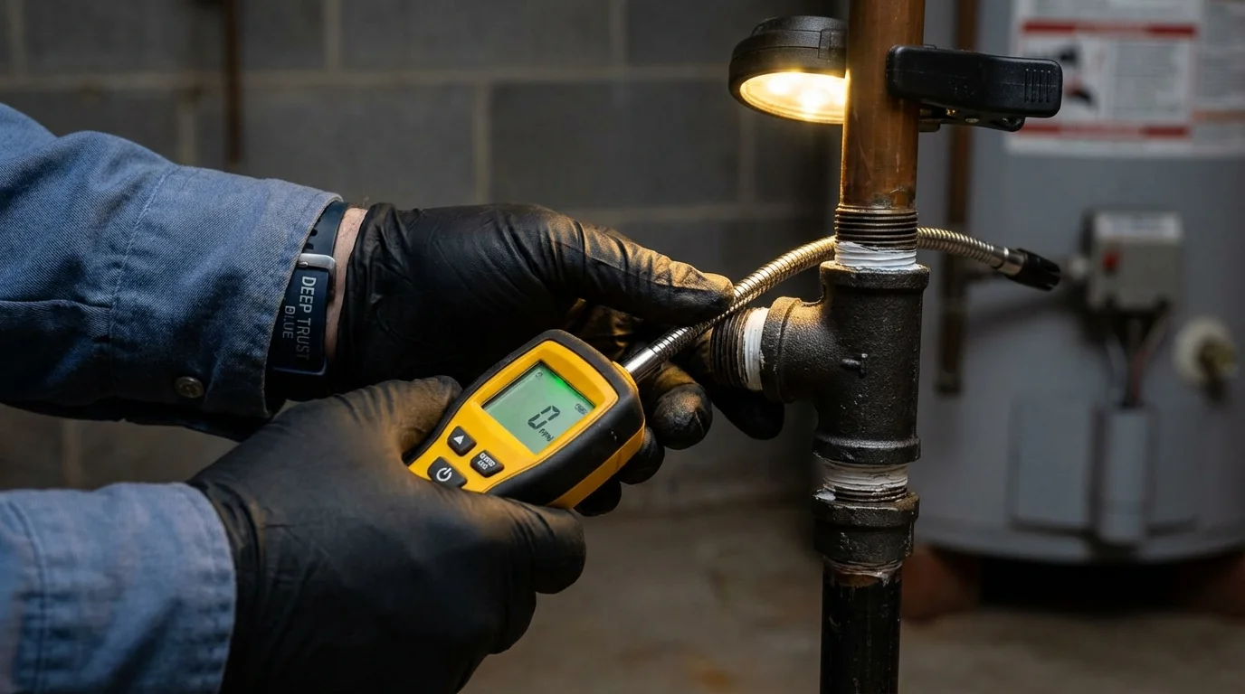 Gas leak detection with electronic sniffer by Johns Plumbing LLC in Gray