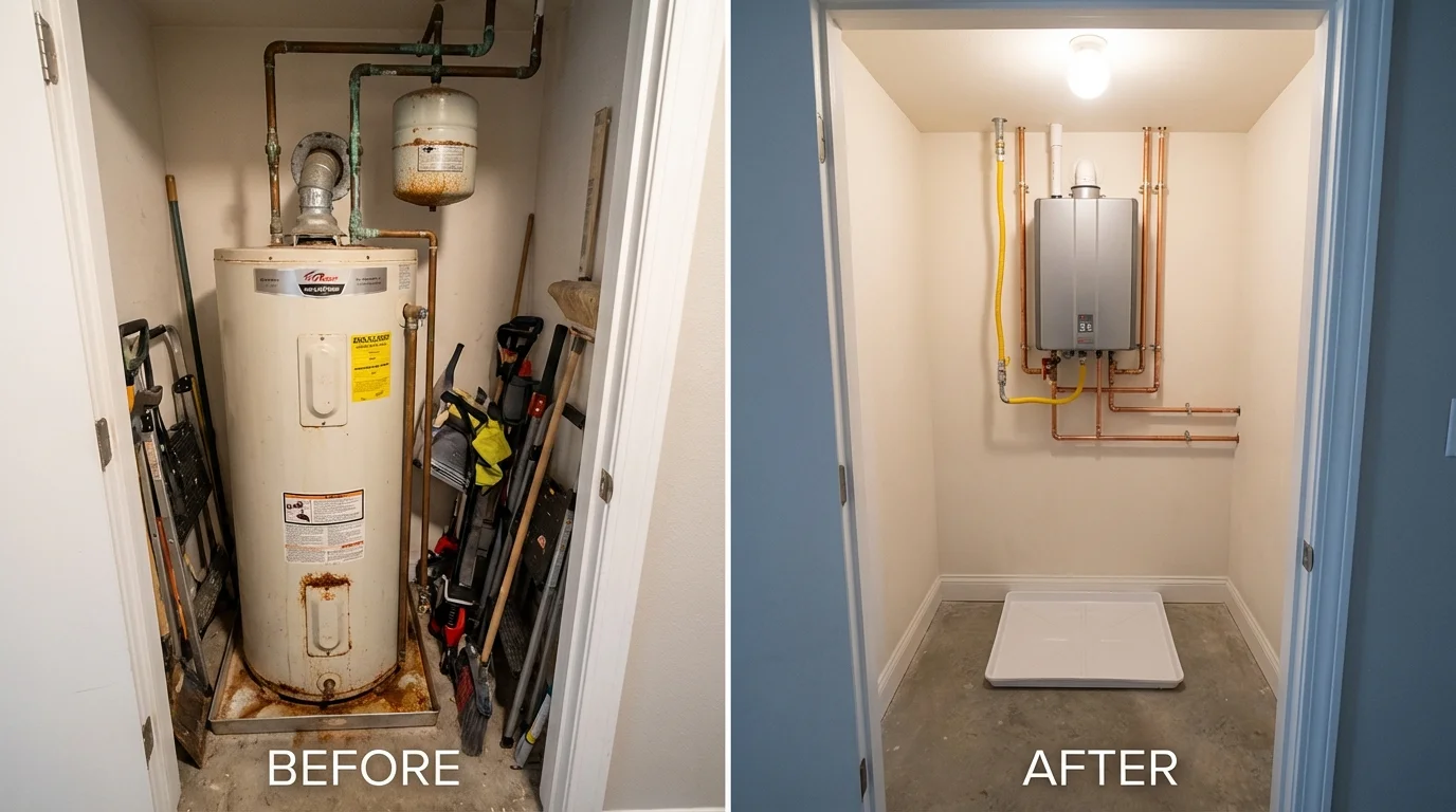 Tank water heater versus wall-mounted tankless unit comparison for Gray, GA homeowners
